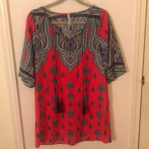 Paisley shift dress with tassels